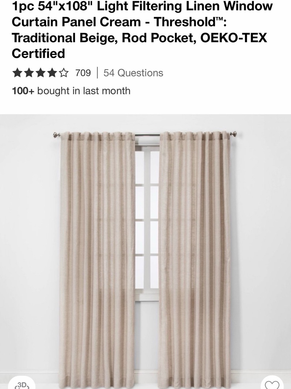NWT Threshold curtains 54x108